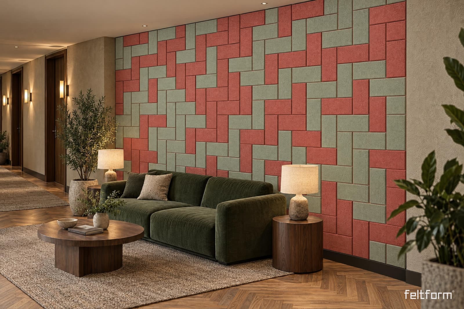 Brick en pasillo de hotel