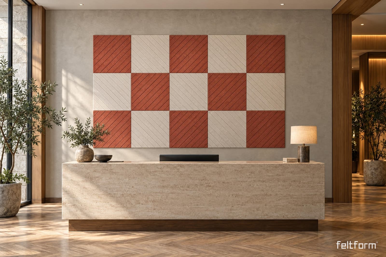 Diagonals Wall en recepción corporativa