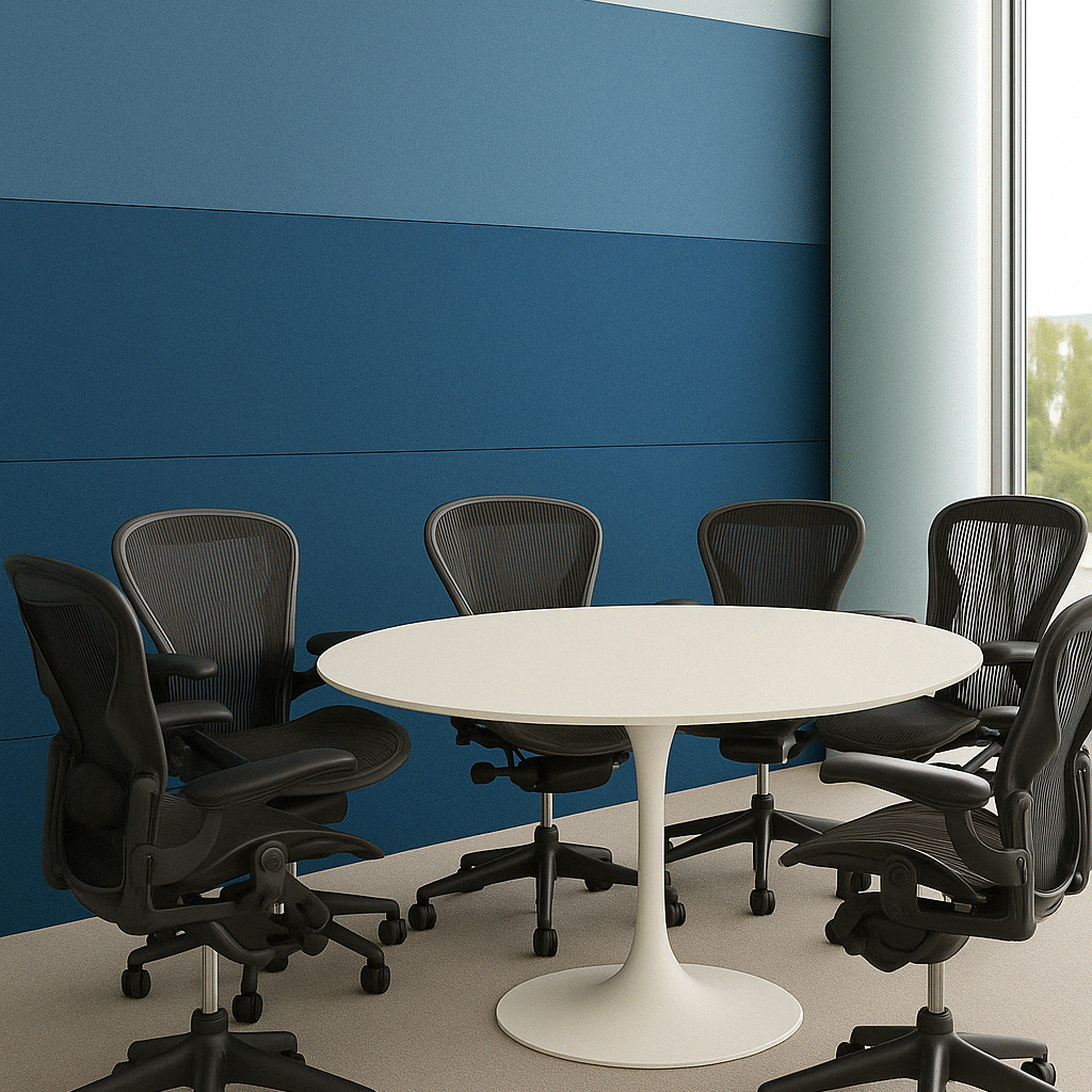 Modern Conference Room with Blue Accents